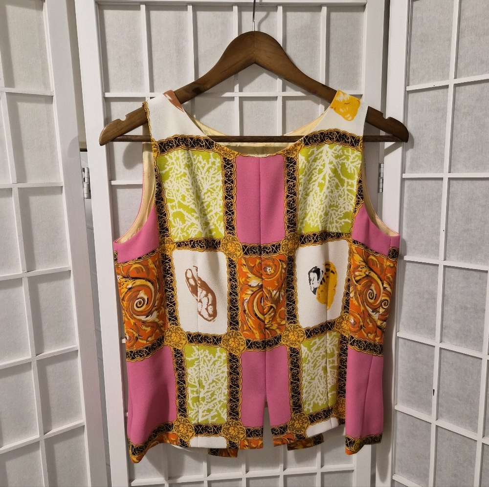 Vintage Top Versace Style Print Sz S